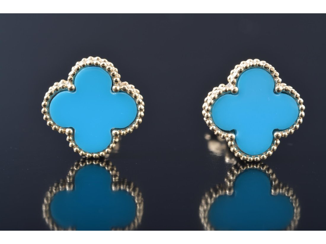 Сережки у стилі Van Cleef, бірюза
