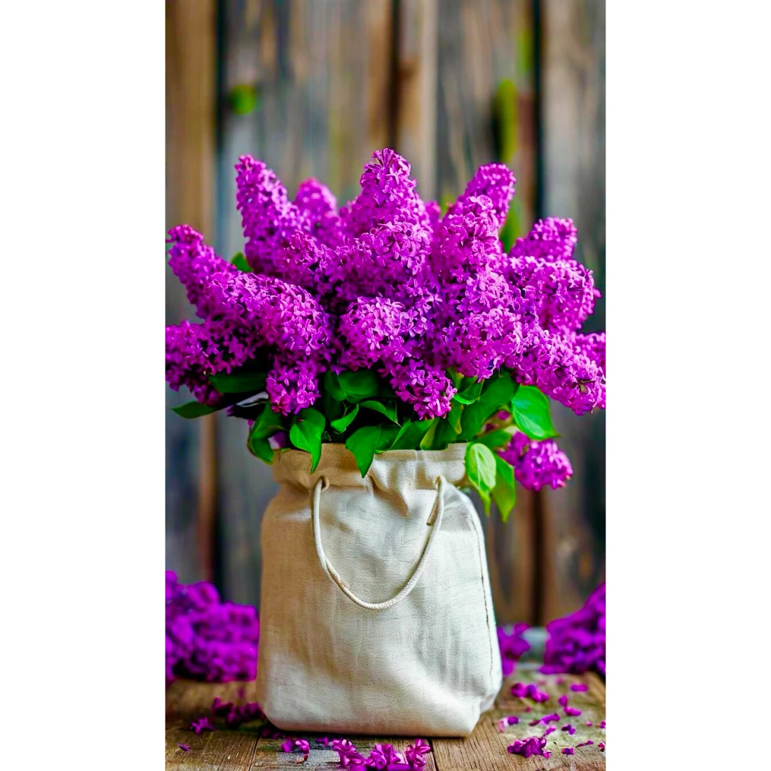 Алмазна мозаїка бузок у мішечку 40*50 см