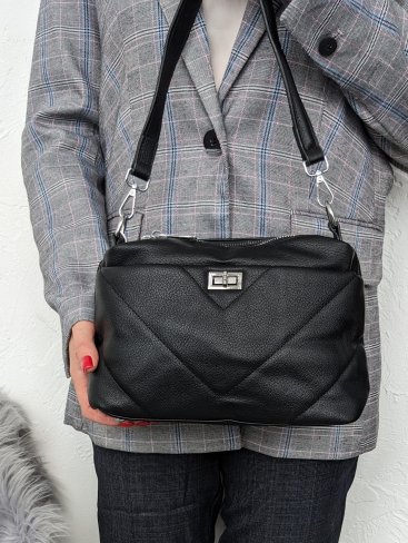 Практична та елеганта чорна жіноча сумка зі штучної шкіри INNOE 350010-3 Чорний - Купити