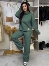 Жіночий костюм із бавовняної тринитки з люрексовою ниткою INNOE 210366-5 Зелений