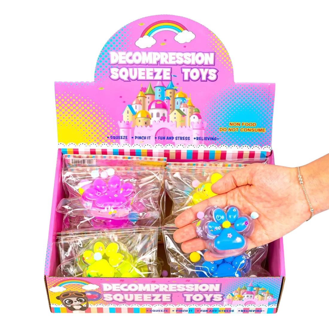 Антистрес Табо Лапка кольорова з присипкою 6,5 см