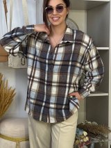 Cтильна базова жіноча сорочка оверсайз INNOE 300066-1 Синій