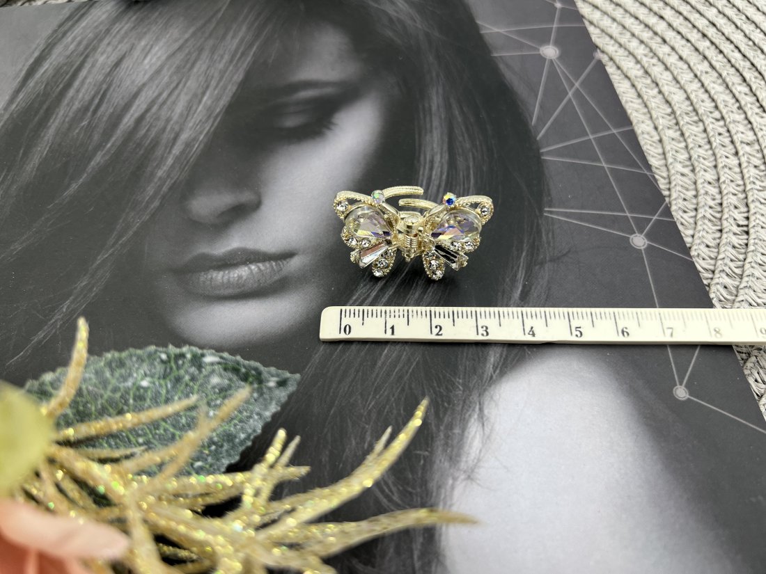 Металеві краби для волосся. 4 см. Метелики золоті