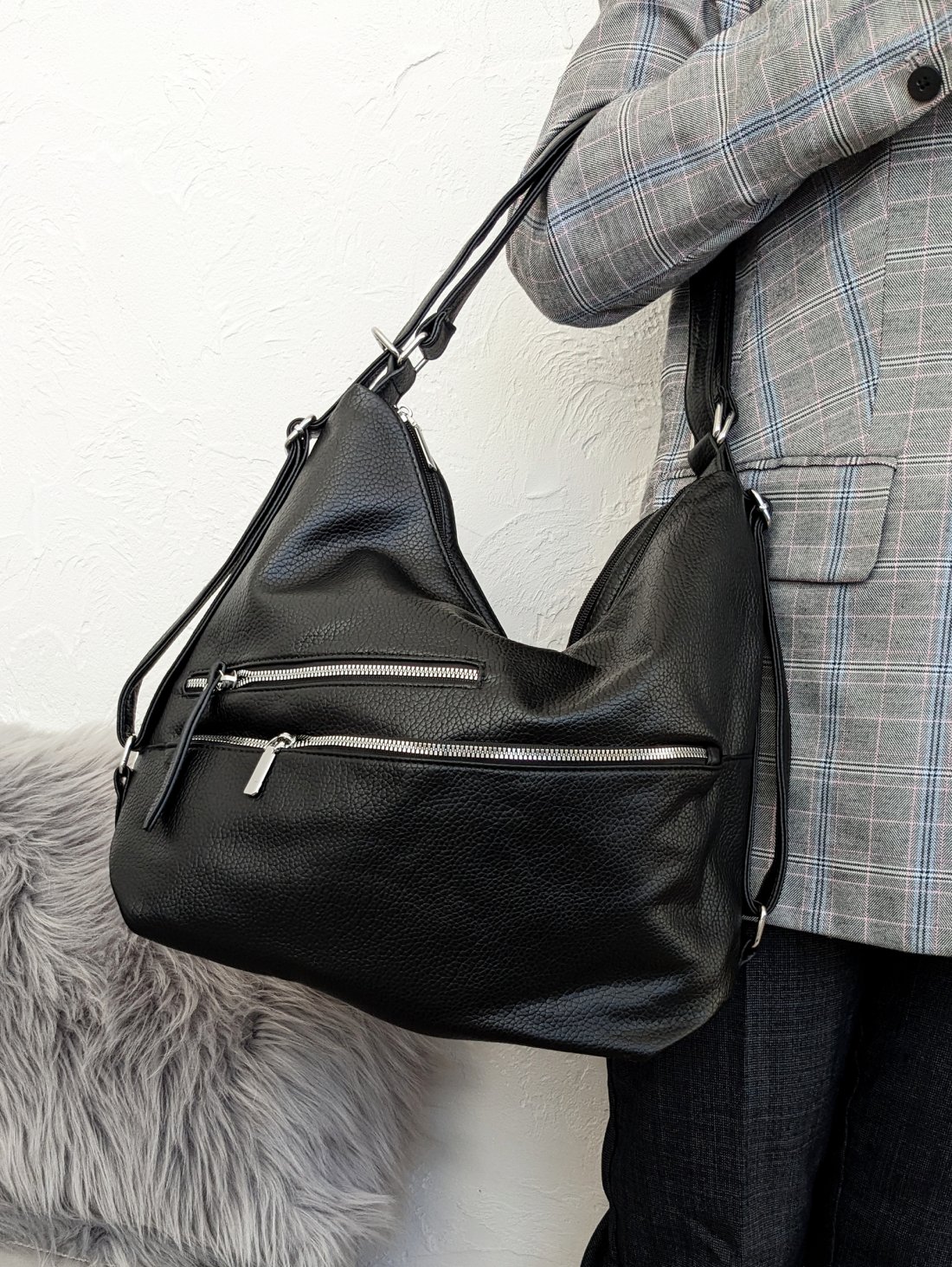 Сумка-рюкзак на блискавках для міського стилю INNOE 350014-1 Чорний