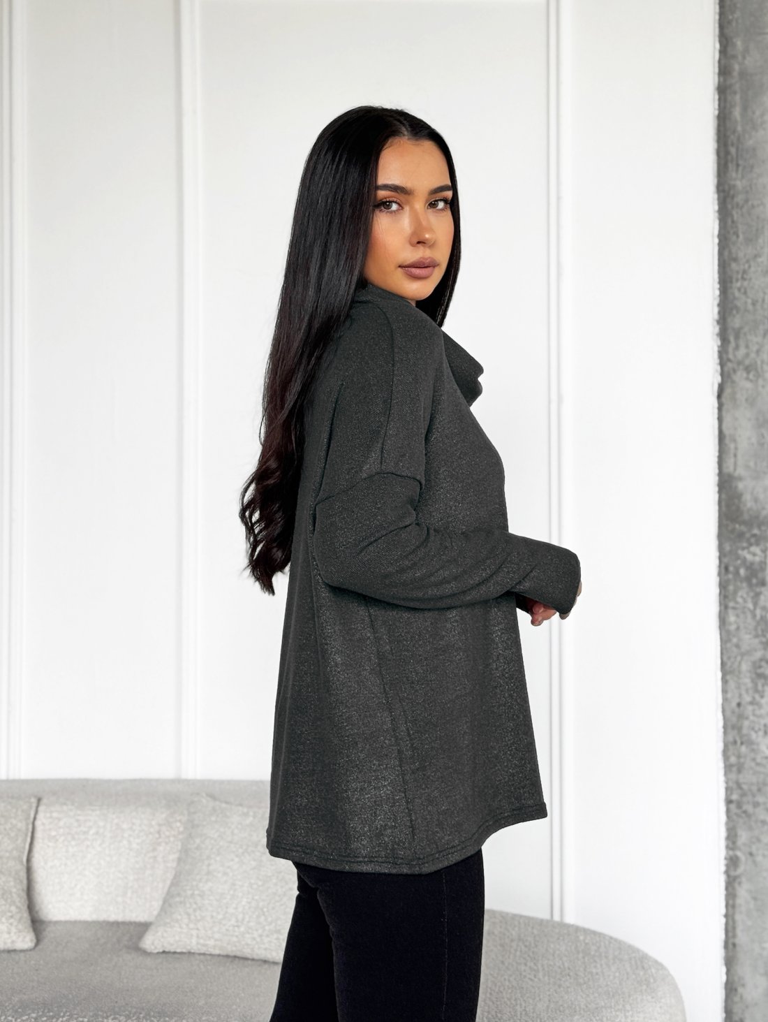 Жіноча туніка з легкої ангори з люрексовим напиленням 230222-3 Чорний