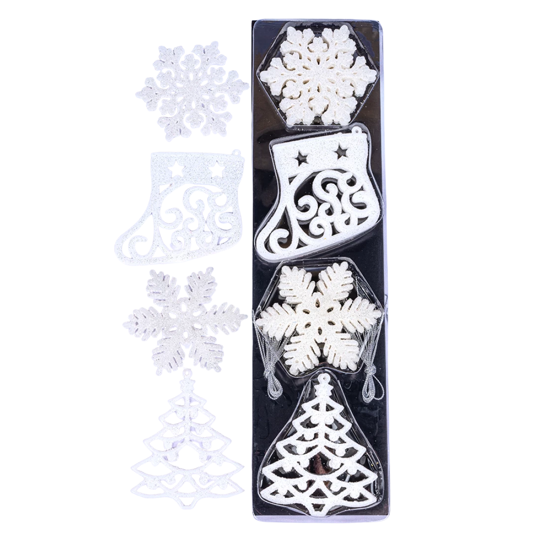 Новорічні прикраси-підвіска Чарівні вогні 8 см., 24 шт