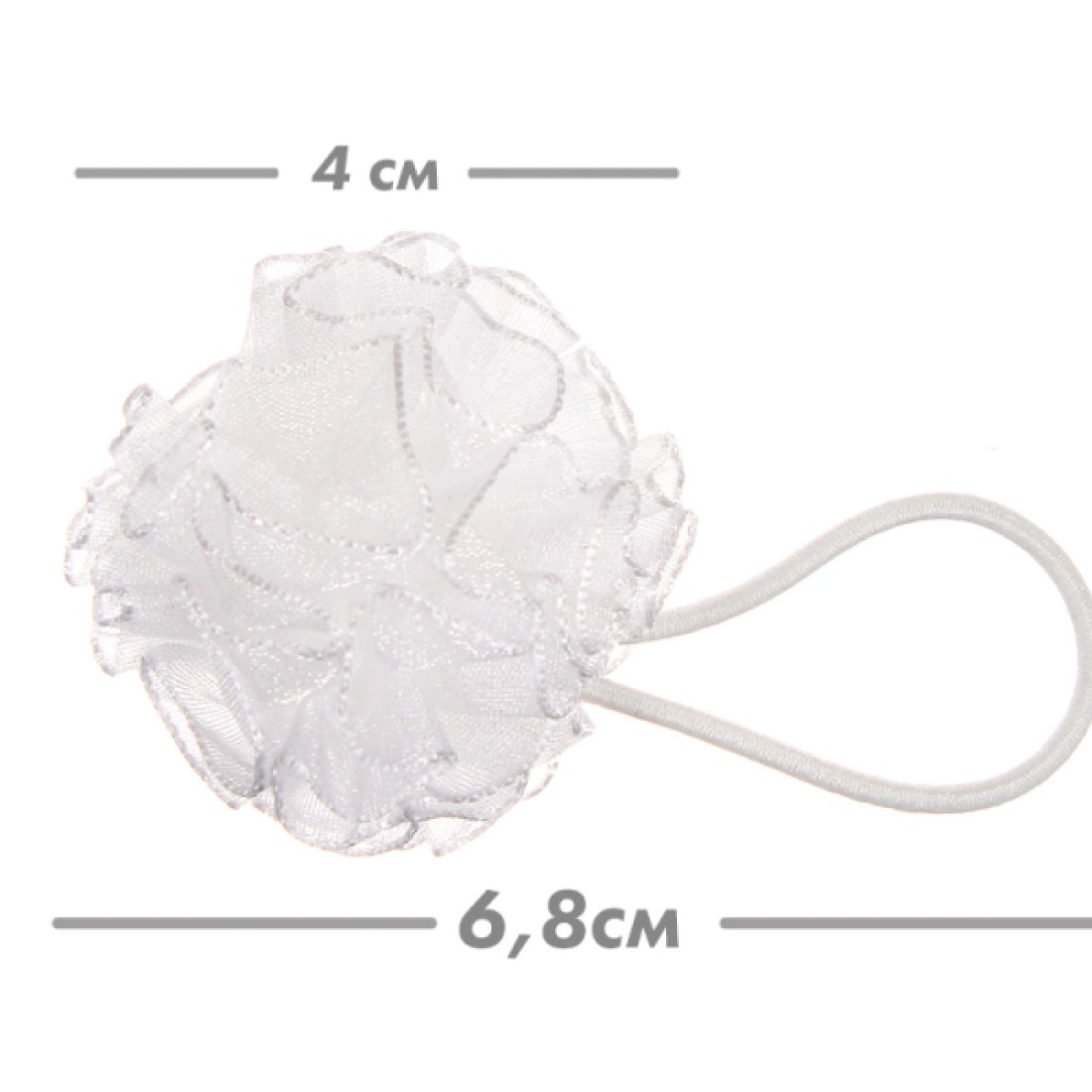 Резинка - бант біла 4см 1-207361 - Pobut