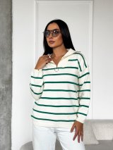 Стильний трикотажний светр у смужку INNOE 300064-1 Зелений - Купити