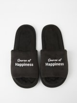 Чоловічі домашні капці Класичні з принтом Source of happiness, відкриті Чорні анатомічні