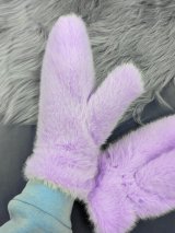 Стильні зимові хутряні рукавиці для морозної погоди INNOE 85005-2 Лавандовий