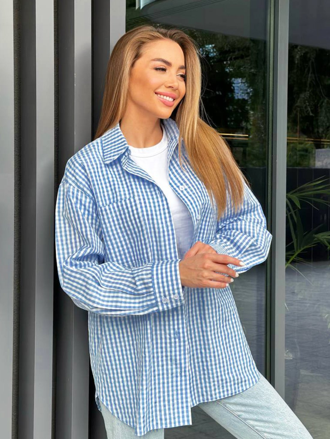 Стильна жіноча сорочка у клітину 230220-1