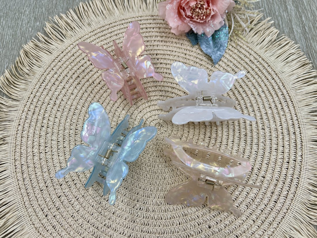 Краби для волосся метелик. Французький пластик. 8cм