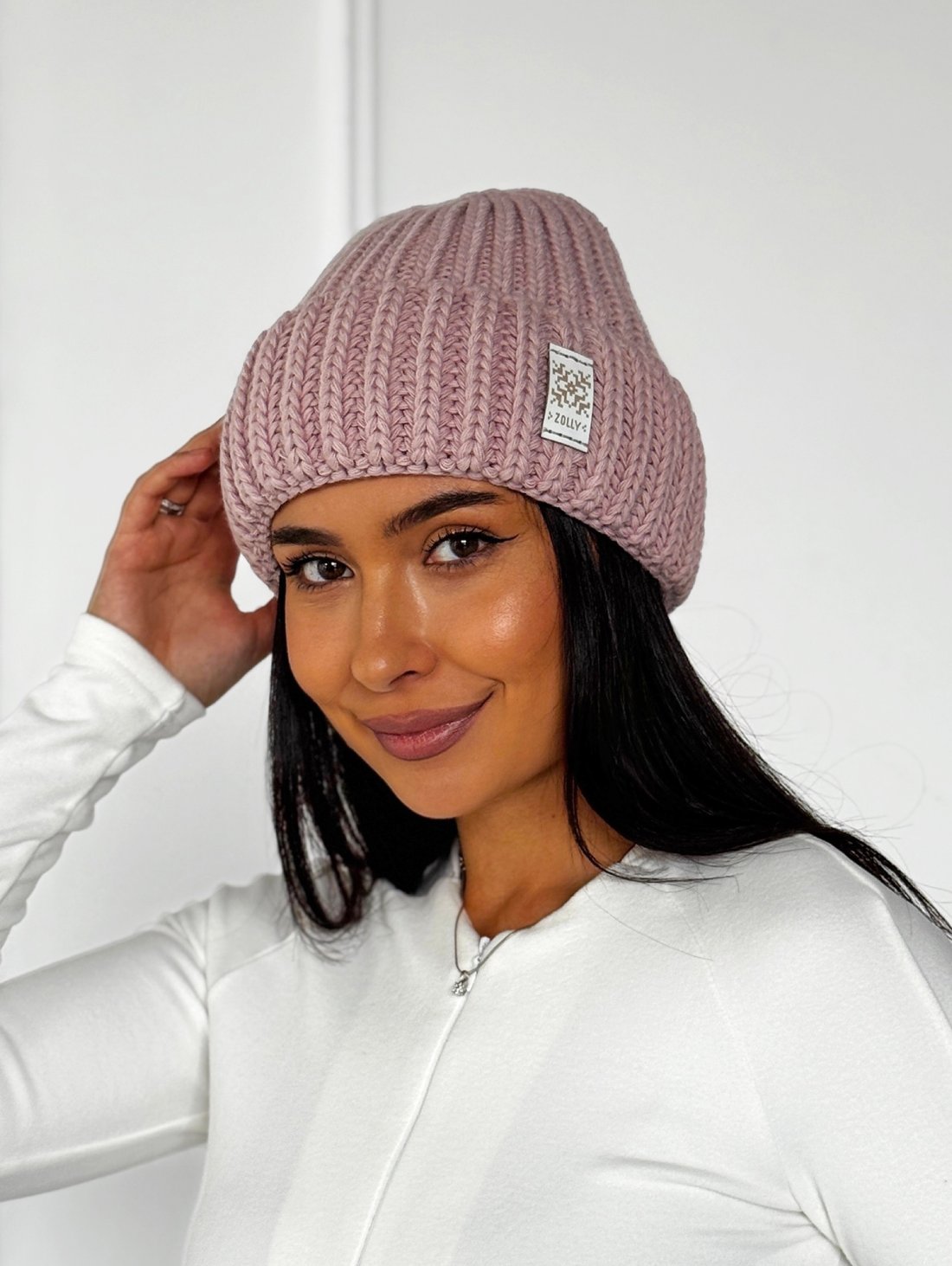 Жіноча шапка на флісі з трендовим дизайном INNOE 950234-1 Світло-пудровий - Купити