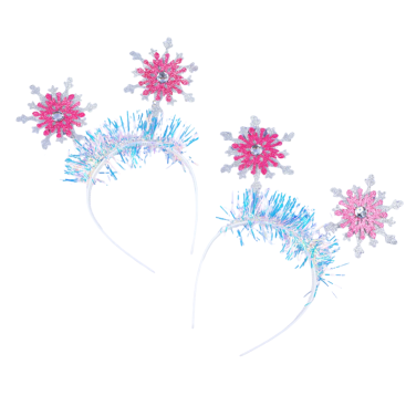 Новорічні обручі сніжинка з блискітками рожева 24 см - Купити