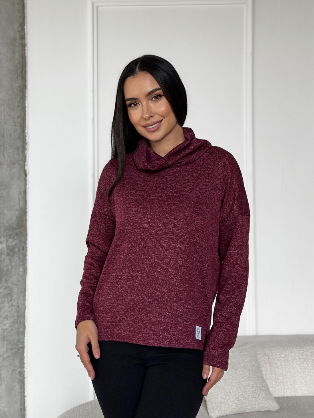 Лонгслів casual з розрізами INNOE 230233-2 Бордовий