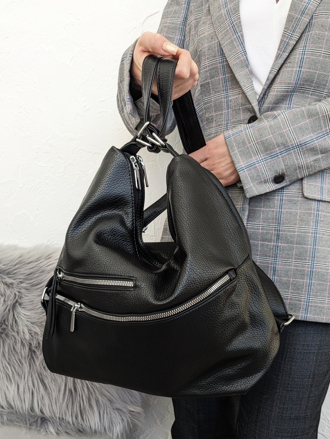 Сумка-рюкзак на блискавках для міського стилю INNOE 350014-1 Чорний