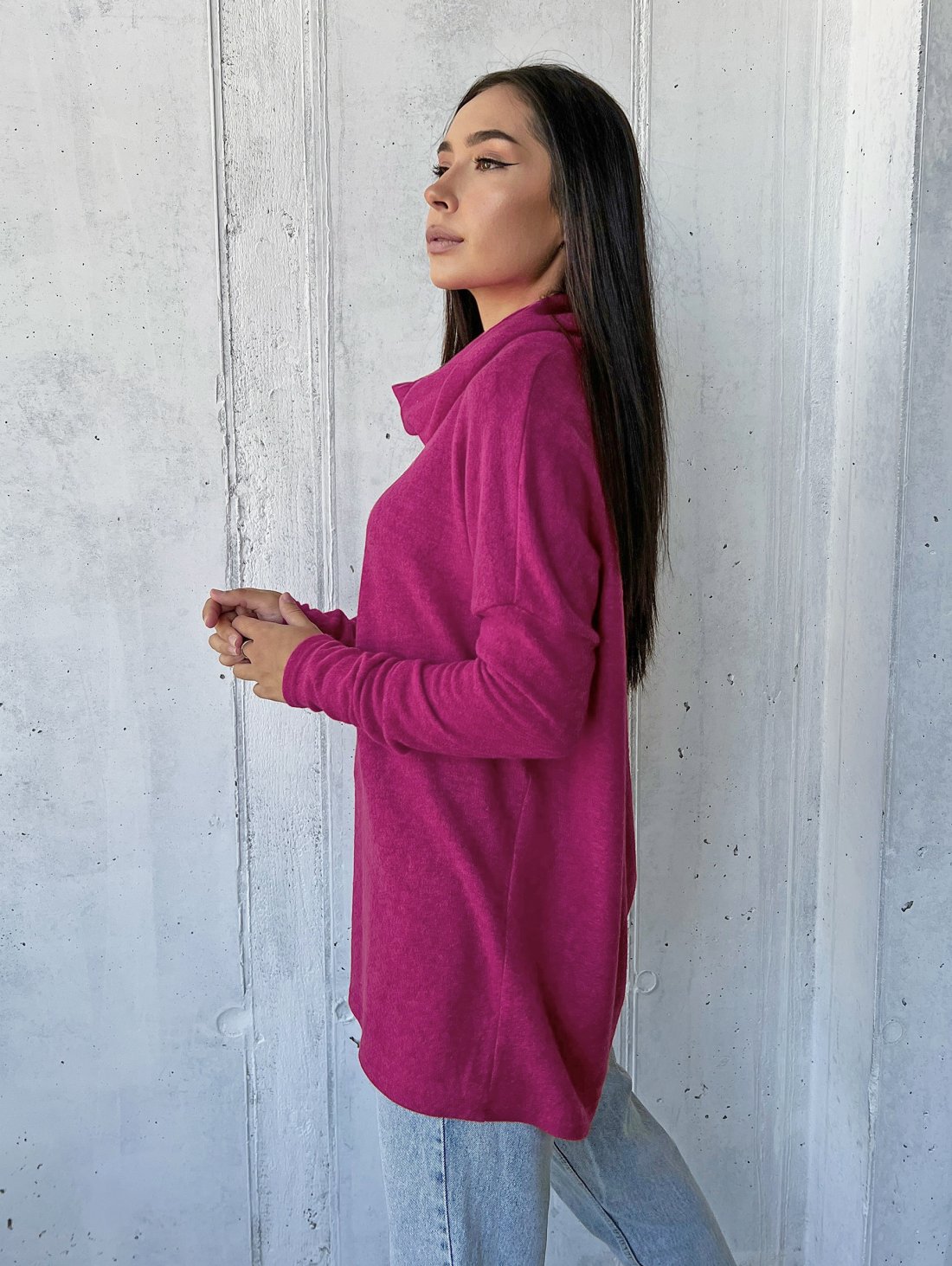 Туніка вільного силуету 230222-3 Малиновий