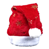 Новорічна шапка червоне хутро 40 см