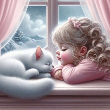 Девочка с котиком 30х40 оптом, фото 5227