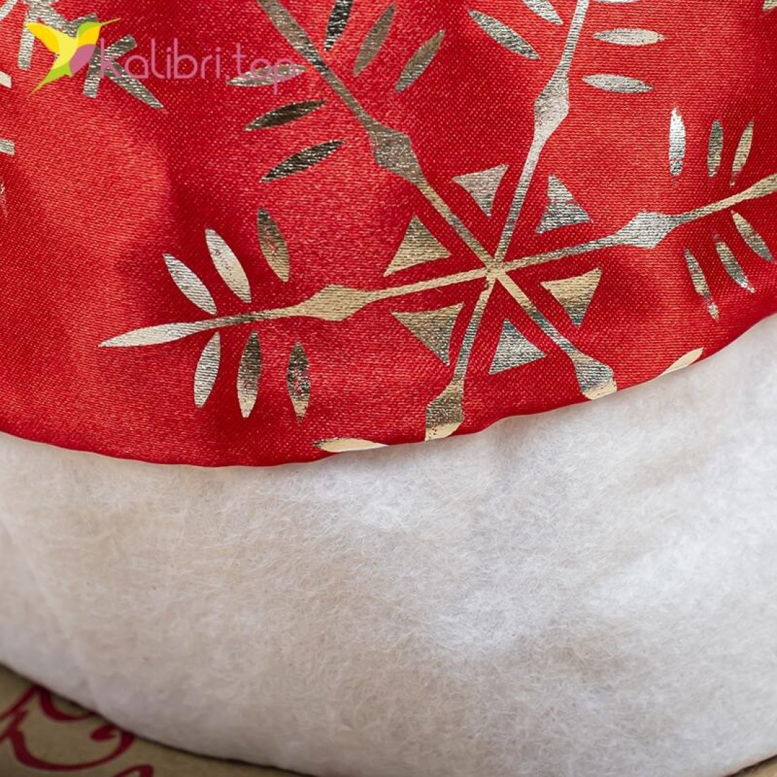 Новогодняя шапка Снежинка красная 4106 оптом фото 01