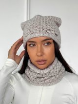 Стильний і практичний жіночий комплект — шапка та бафф INNOE 950065-1 Світло-бежевий