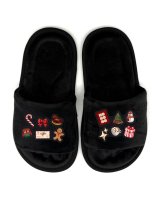 Анатомічні домашні капці Family story з набором патчів до зимових свят чорного кольору із відкритим носком