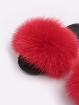 Жіночі домашні капці Пухнастики кольору Пристрасний Червоний FLEX з натуральним хутром песця, Family Story - Buy