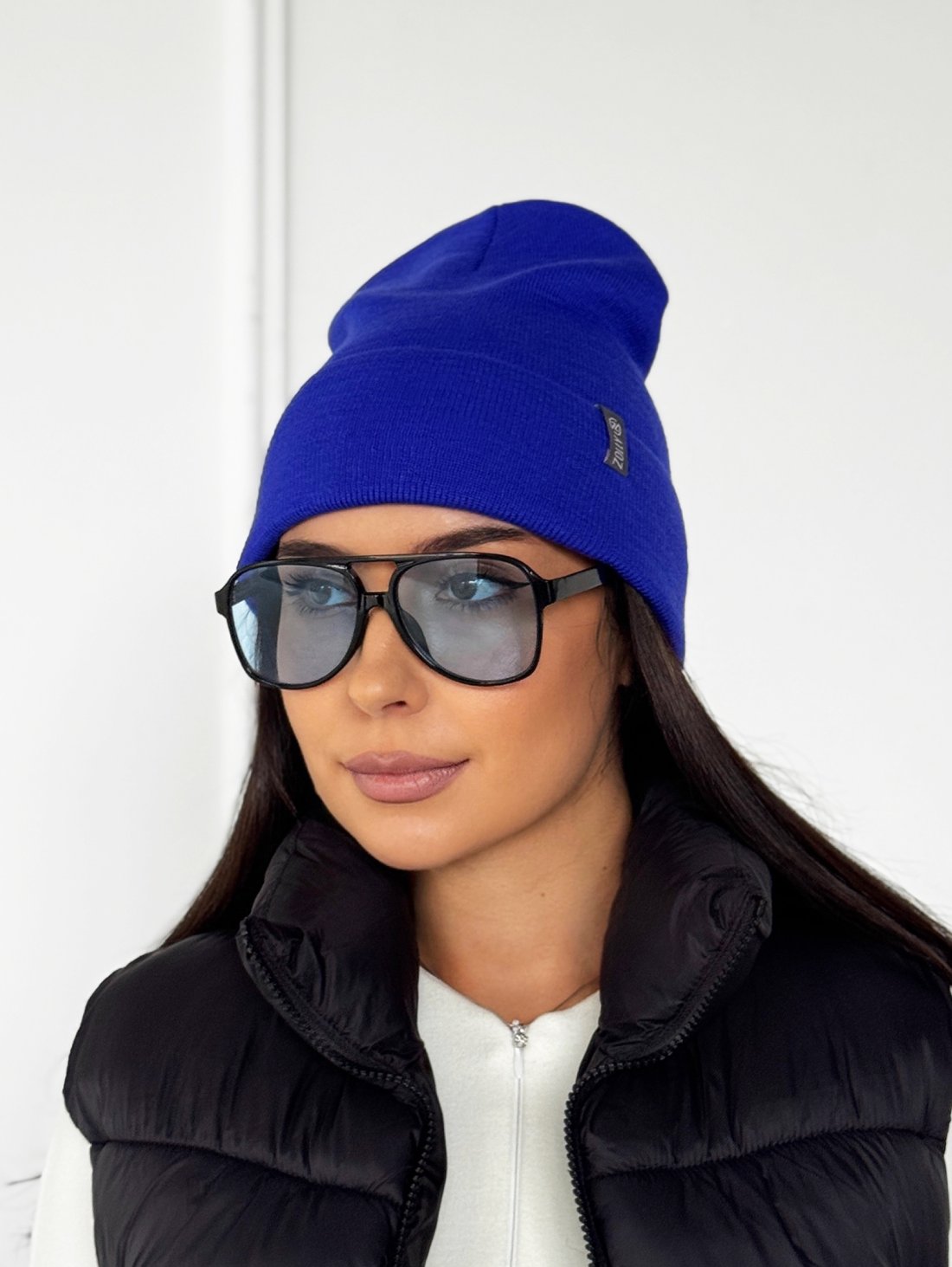 Яскрава модна шапка в'язана універсальна INNOE 950118-1 Лазур