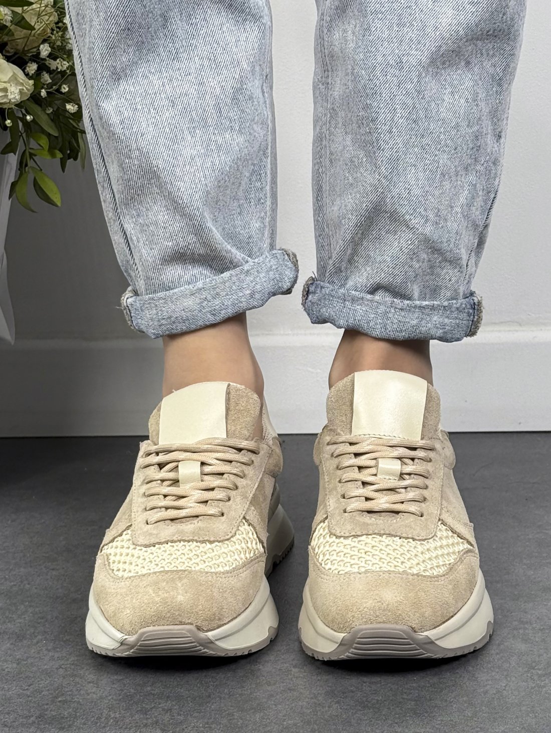 Повсякденні кросівки з натуральної замші INNOE 777571-5 Світло-бежевий - Купити