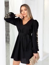 Сукня міні з льону з вишивкою INNOE 270575-1 Чорний