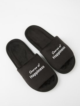 Чоловічі домашні капці Класичні з принтом Source of happiness, відкриті Чорні анатомічні - Купити