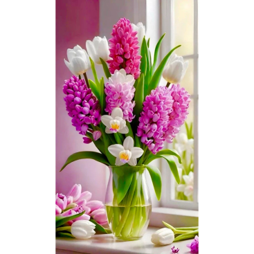 Алмазна мозаїка квіти 40*50 см - Купити