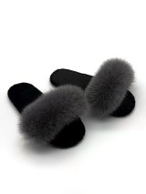 Жіночі домашні капці Пухнастики Family Story з опушкою сірого кольору