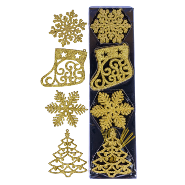 Новорічні прикраси Сніжна підвіска 8 см., 24 шт - Купити