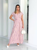 Сукня з софту з поясом INNOE 270518-7 Світло-рожевий