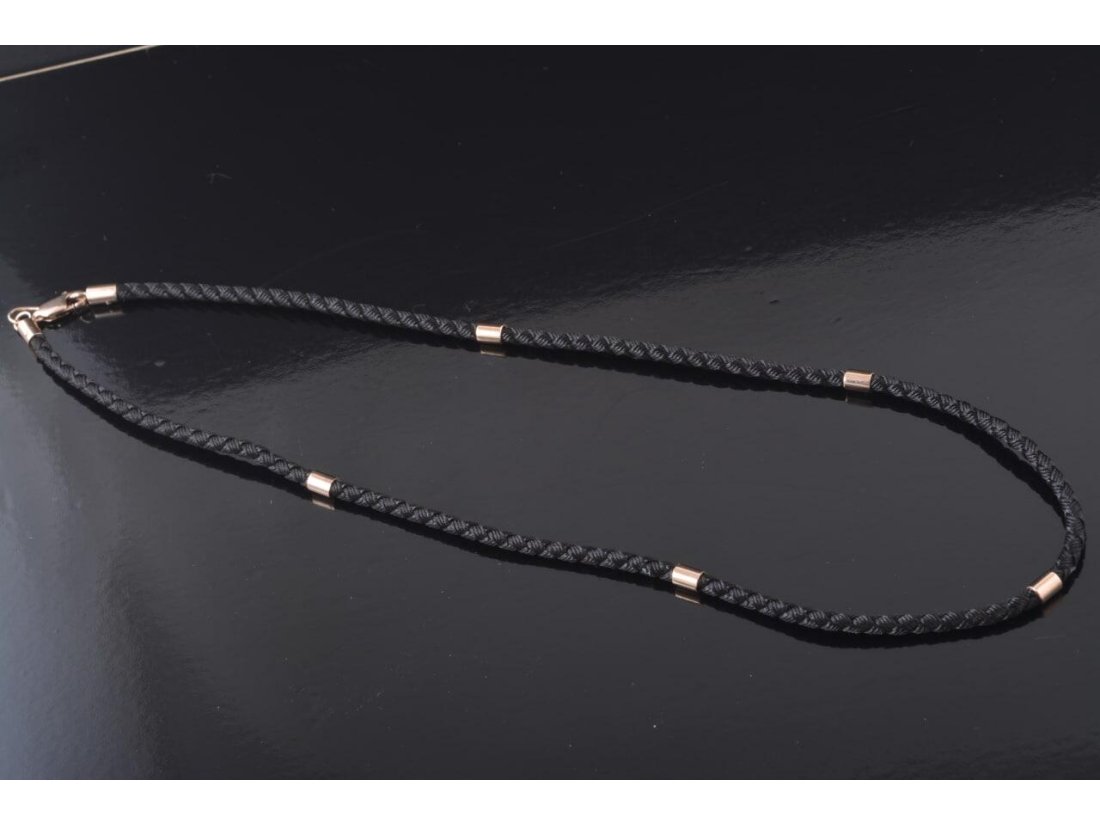 Шовковий шнурок із золотими вставками - Фото1 Шовковий шнурок із золотими вставками