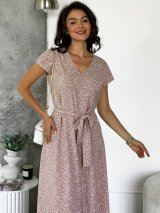 Сукня максі з софту з поясом INNOE 270518-8 Світло-бежевий