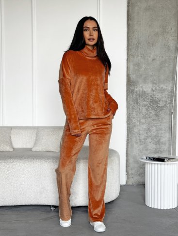 Стильний жіночий велюровий костюм INNOE 210366-2 Теракотовий - Купити