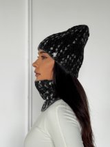 Затишний жіночий комплект шапка та бафф крупної в’язки INNOE 950591-1 Чорний