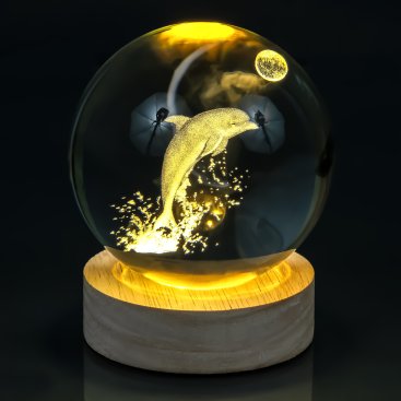 Нічник скляна куля з дельфінами 8 см - Купити