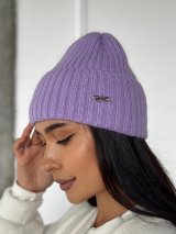 Стильна жіноча шапка рельєфної в'язки INNOE 950868-1 Лавандовий