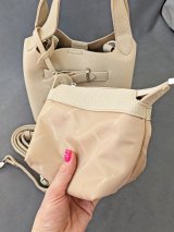 Сумка-тоут 2 в 1 з екошкіри з декоративною пряжкою INNOE 4130207-1 Світло-бежевий