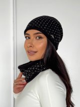 В’язаний комплект для жінок із шапкою та снудом INNOE 950065-1 Чорний - Innoe