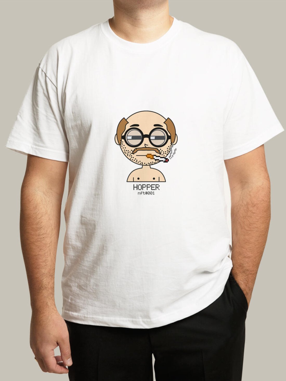 Чоловіча футболка, біла з принтом аватара Hopper 001