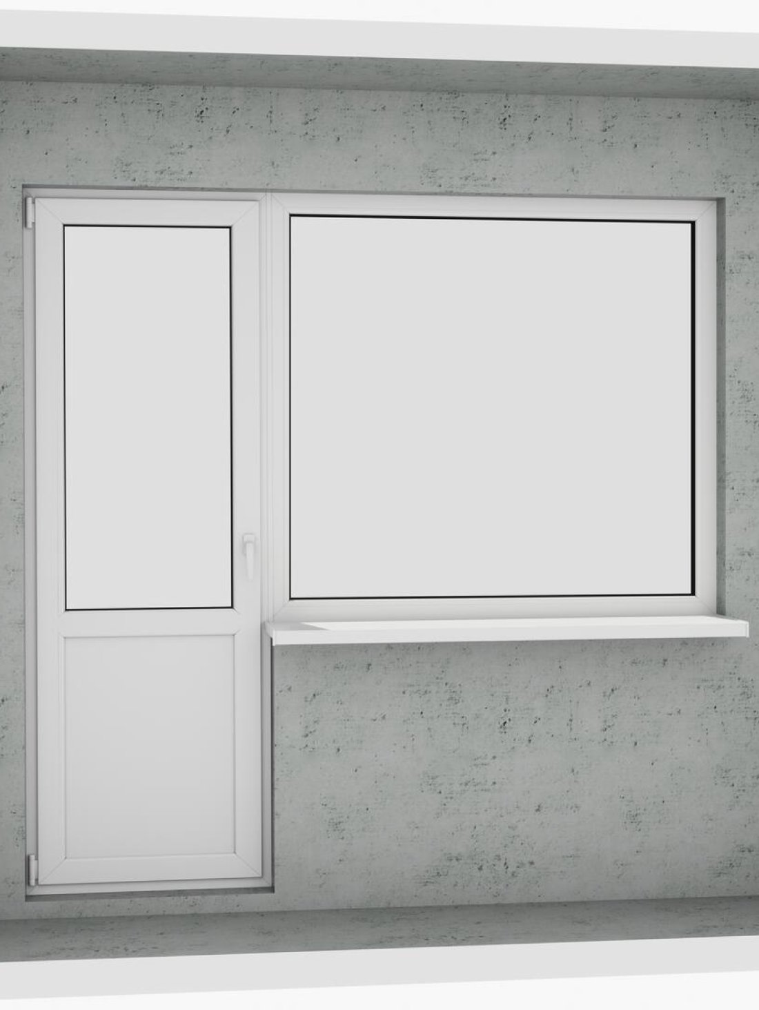 Вихід на лоджію (балкон): бюджетний класичний білий металопластиковий балконний блок (в двері є режим провітрювання, вікно не відкривається) - Паритет UA