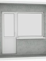 Выход на лоджию (балкон): бюджетный классический белый металлопластиковый балконный блок (в двери есть режим проветривания, окно не открывается) - Паритет