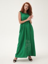 Довга лляна сукня із вишивкою "Троянди" 270189 - Innoe