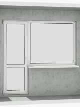 Выход на лоджию (балкон): классический белый металлопластиковый балконный блок (в двери есть режим проветривания, окно не открывается) - Паритет