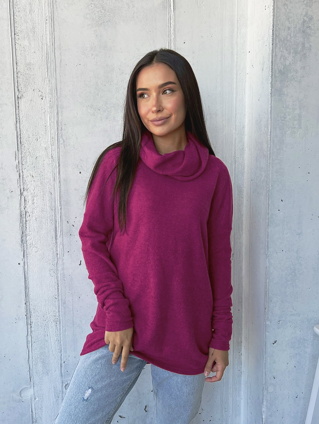 Туніка вільного силуету 230222-3 Малиновий