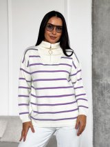 Светр із коміром-поло на замку INNOE 300064-1 Фіолетовий